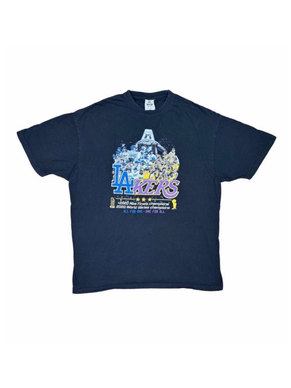 Pro West 2020 LA Champions Lakers x Dodgers Black Crew Neck Tee - Size 3XL